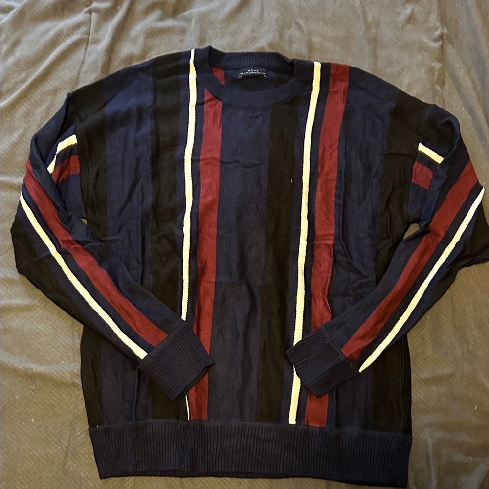 Zara Men's Crewneck Sweater - Black, Red, Navy, and White